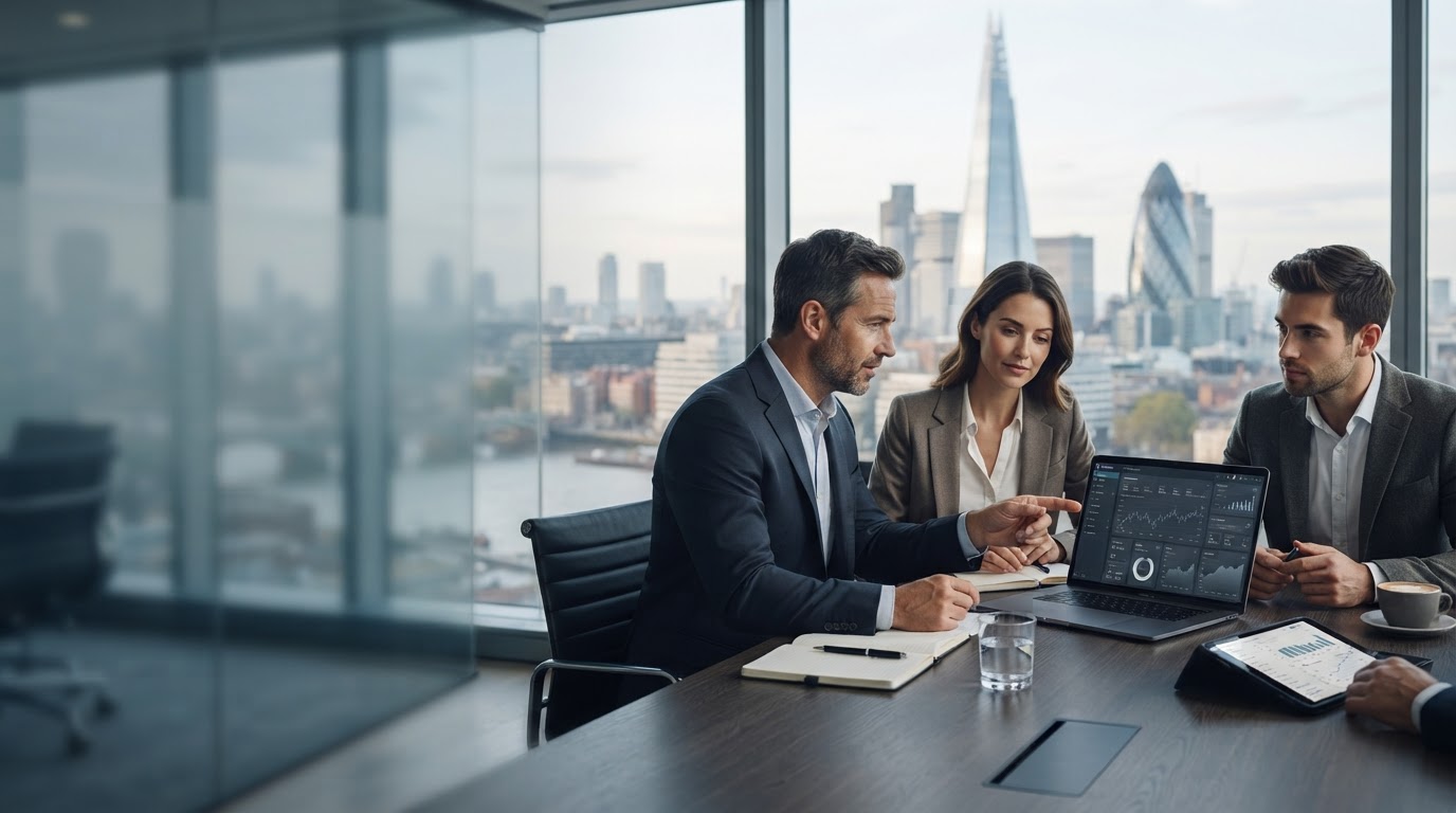 Alerta sobre dashboard interface displaying predictive market trend lines